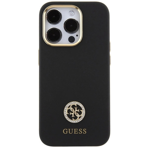 Guess Silicone Logo Strass 4G-hylster til iPhone 15 Pro Max - sort
