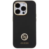 Guess Silicone Logo Strass 4G-hylster til iPhone 15 Pro Max - sort