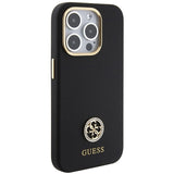 Guess Silicone Logo Strass 4G-hylster til iPhone 15 Pro Max - sort