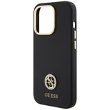 Guess Silicone Logo Strass 4G-hylster til iPhone 15 Pro Max - sort