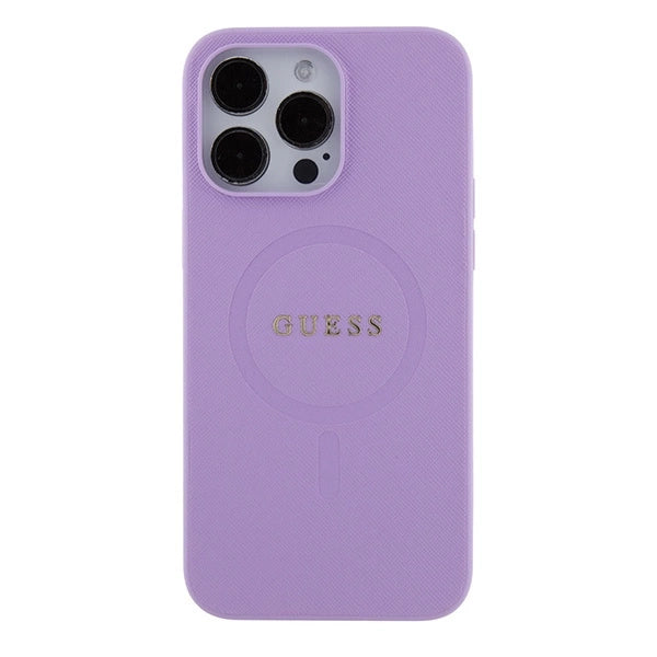 Guess Saffiano MagSafe-hylster til iPhone 15 Pro - lilla