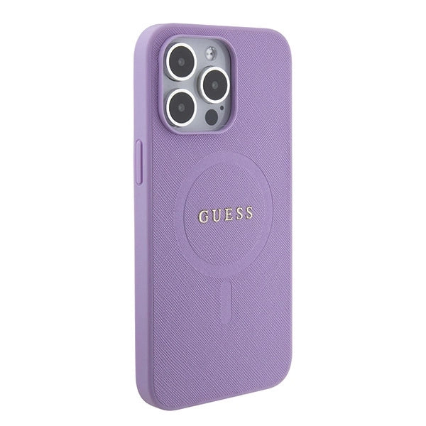 Guess Saffiano MagSafe-hylster til iPhone 15 Pro - lilla
