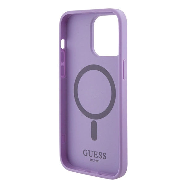Guess Saffiano MagSafe-hylster til iPhone 15 Pro - lilla