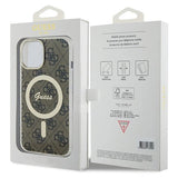 Guess IML 4G MagSafe-fodral til iPhone 15 - brun