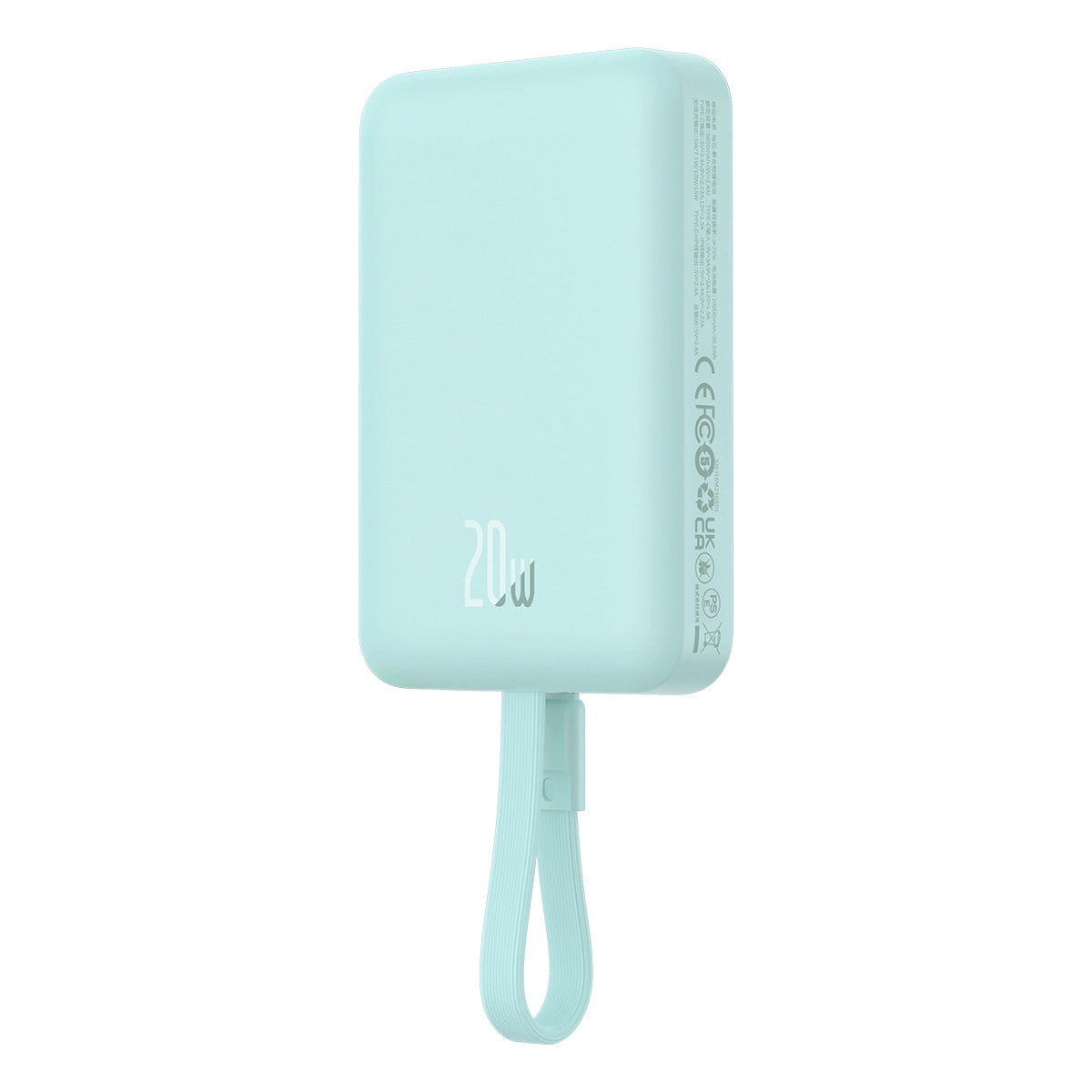 Baseus Magnetic Mini MagSafe 10000mAh 20W powerbank med indbygget Lightning kabel - blå + Baseus Simple Series USB-C - USB-C 60W 0,3m kabel