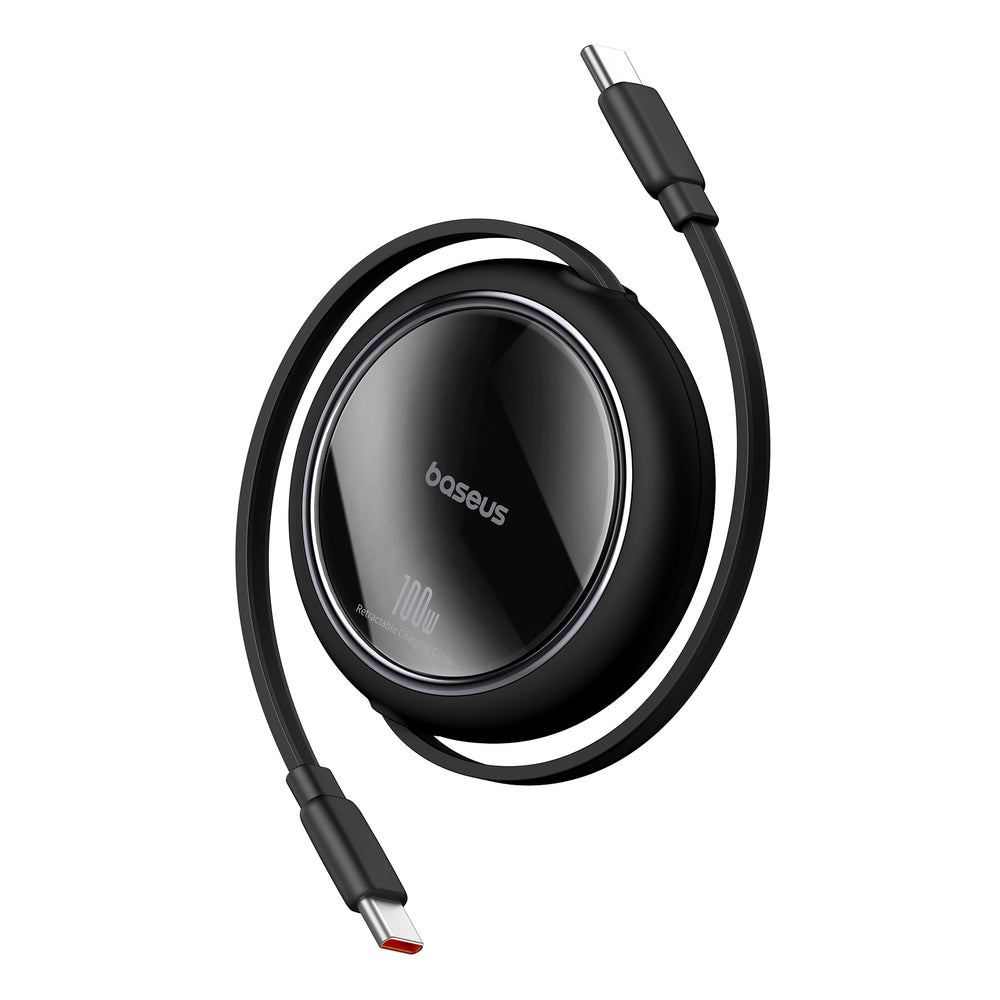 Baseus Free2Draw Mini USB-C - USB-C 100W 1m indtrækbar kabel - sort