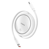 Baseus Free2Draw Mini USB-C - USB-C 100W 1m indtrækbar kabel - hvid