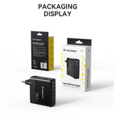 Wozinsky CGWCB 140W GaN vægoplader 3 x USB-C / 2 x USB-A - sort