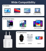 Choetech PD6051 2x USB-C PD 35W GaN vægoplader med display - hvid