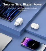 Choetech PD6051 2x USB-C PD 35W GaN vægoplader med display - hvid