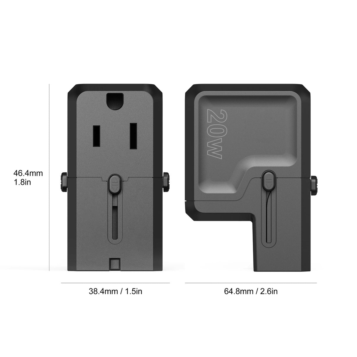 Choetech PD6038 USB-C USB-A PD 20W Travel Charger USA EU UK AU - sort