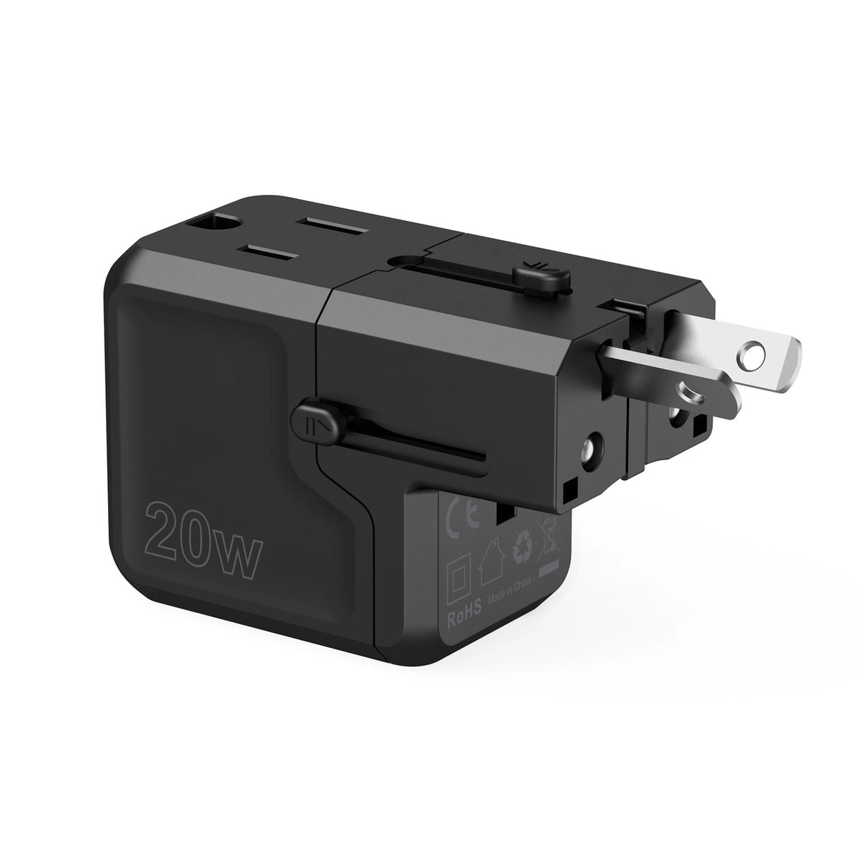 Choetech PD6038 USB-C USB-A PD 20W Travel Charger USA EU UK AU - sort