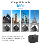 Choetech PD6041 USB-C USB-A PD 30W Travel Charger med 4 stik USA EU UK AU - sort