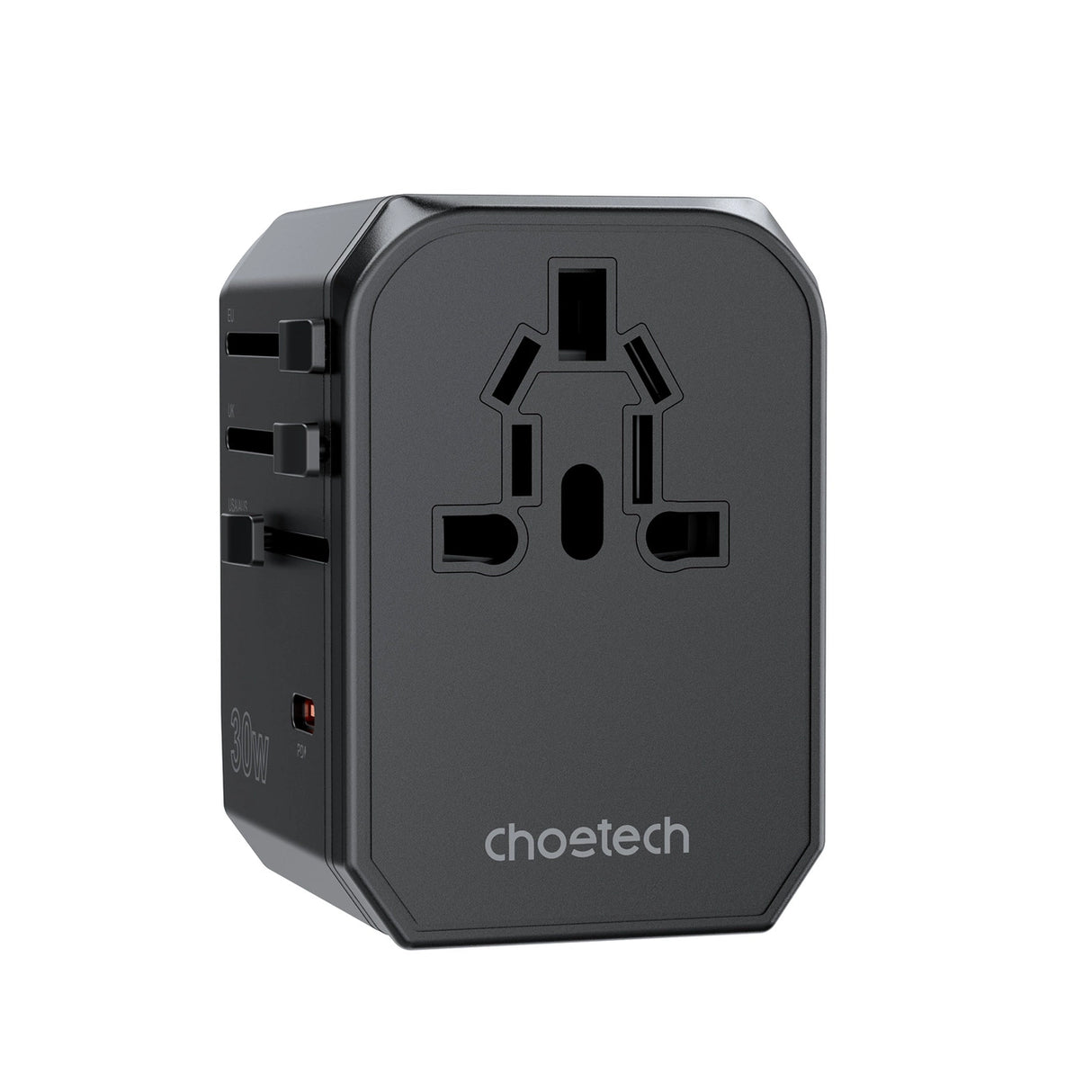 Choetech PD6041 USB-C USB-A PD 30W Travel Charger med 4 stik USA EU UK AU - sort