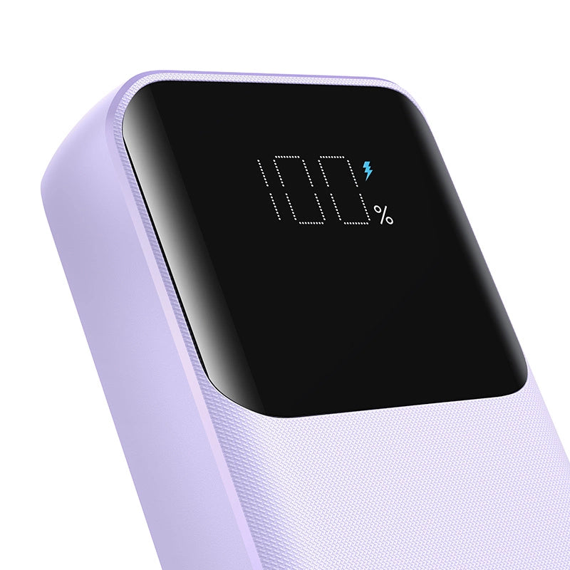 Joyroom JR-PBC07 20000mAh 30W mini power bank med USB-C og Lightning kabler - lilla