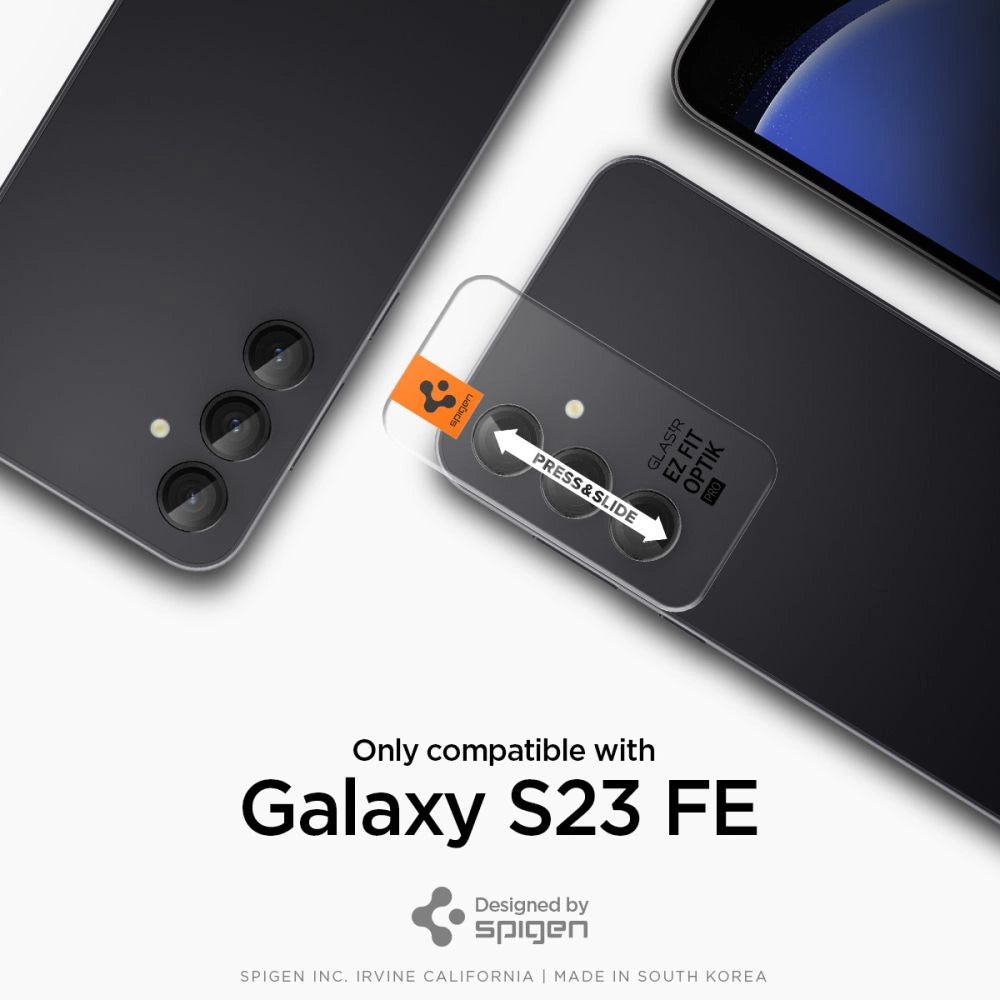 Spigen Glas.tR EZ Fit Optik Camera Protector til Samsung Galaxy S23 FE - sort 2 stykker.