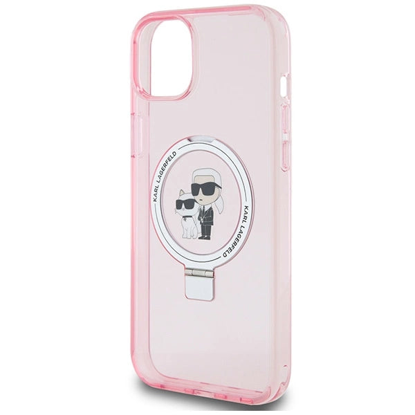 Karl Lagerfeld Ring Stand Karl&Choupette MagSafe case for iPhone 15 Plus - pink