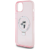 Karl Lagerfeld Ring Stand Karl&Choupette MagSafe case for iPhone 15 Plus - pink