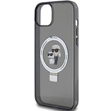 Karl Lagerfeld KLHMP15SHMRSKCK iPhone 15 6.1" black/black hardcase Ring Stand Karl&Choupette MagSafe