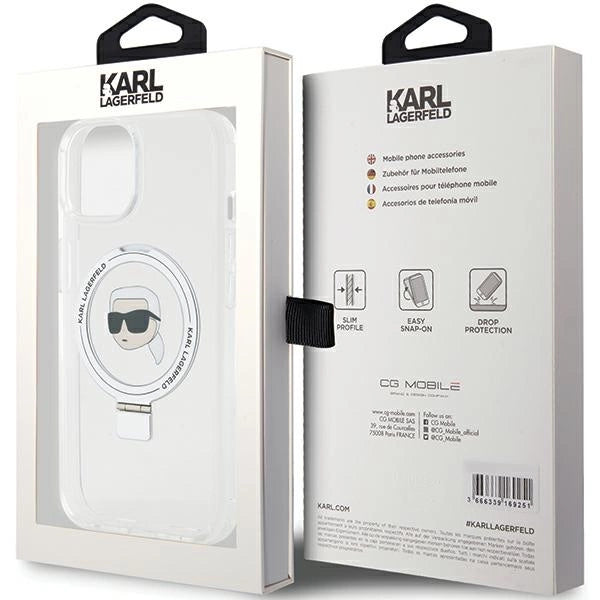 Karl Lagerfeld KLHMP15SHMRSKHH iPhone 15 6.1" white/white hardcase Ring Stand Karl Head MagSafe