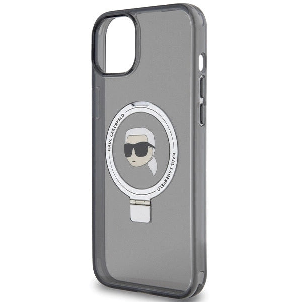 Karl Lagerfeld KLHMP15SHMRSKHK iPhone 15 6.1" black/black hardcase Ring Stand Karl Head MagSafe