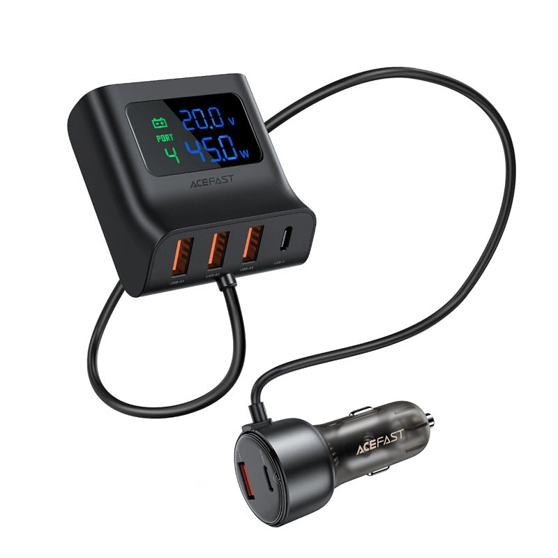 Acefast B11 138W USB-A USB-C biloplader med 6 porte - sort