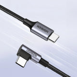 Ugreen US255 50122 USB-C (ret) / USB-C (vinklet) PD QC-kabel 60W 3A 0,5m - grå