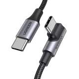 Ugreen US334 70645 USB-C (vinklet) / USB-C (ret) kabel 100W PD 2m - sort