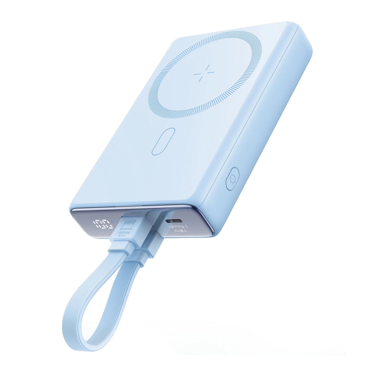 Powerbank Joyroom JR-PBM01 magnetisk 10000mAh 20W med stativ + Lightning kabel - USB-C - blå