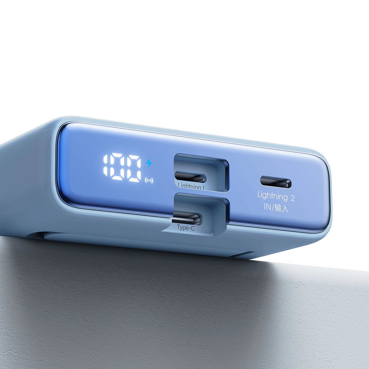Powerbank Joyroom JR-PBM01 magnetisk 10000mAh 20W med stativ + Lightning kabel - USB-C - blå