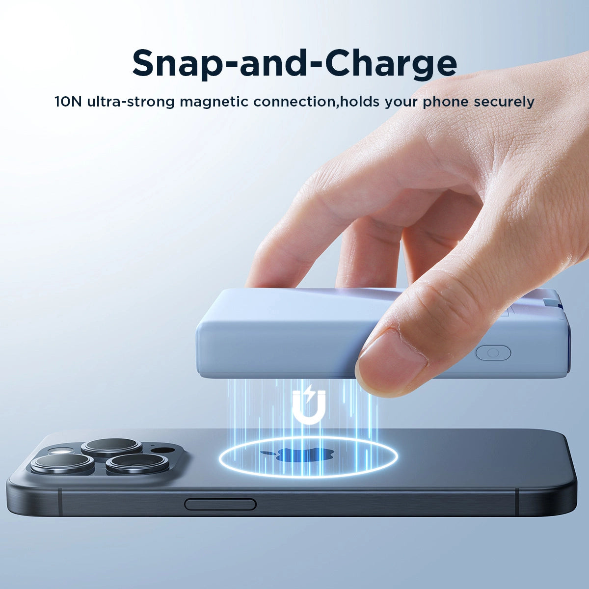 Powerbank Joyroom JR-PBM01 magnetisk 10000mAh 20W med stativ + Lightning kabel - USB-C - blå