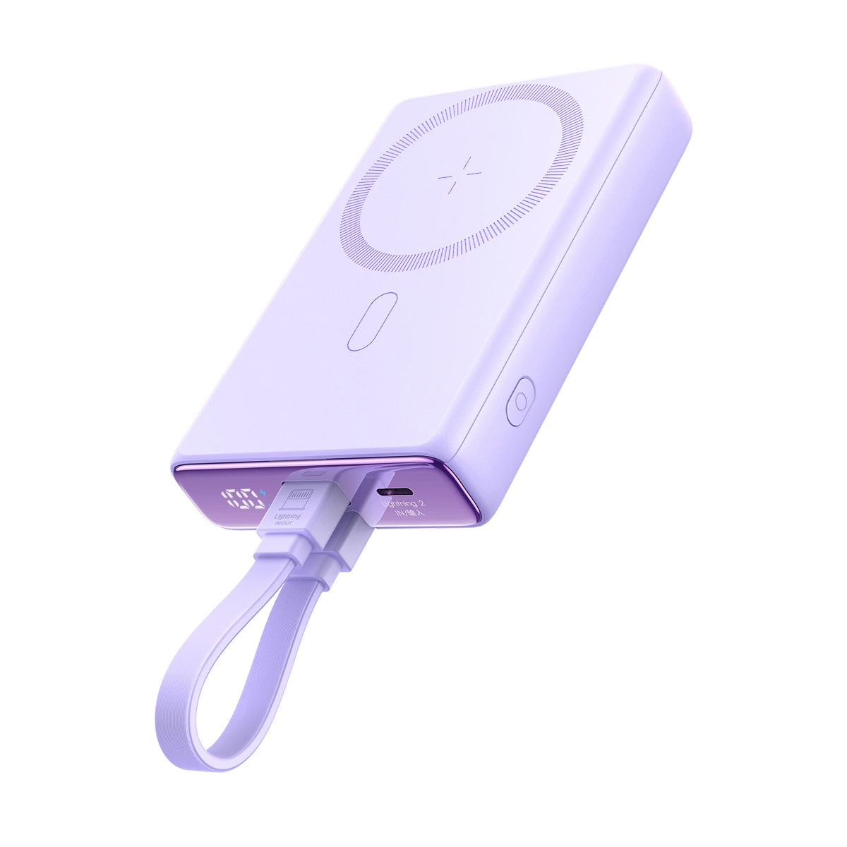 Powerbank Joyroom JR-PBM01 magnetisk 10000mAh 20W med stativ + Lightning kabel - USB-C - lilla