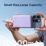 Powerbank Joyroom JR-PBM01 magnetisk 10000mAh 20W med stativ + Lightning kabel - USB-C - lilla