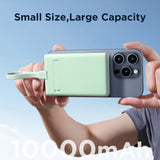 Powerbank Joyroom JR-PBM01 magnetisk 10000mAh 20W med stativ + Lightning kabel - USB-C - grøn