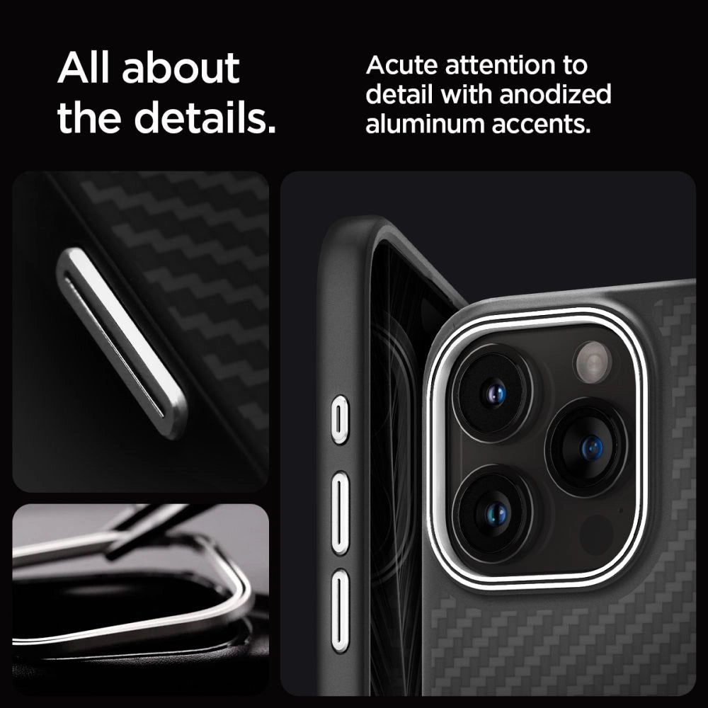 Spigenzo Aramid Mag Case med MagSafe til iPhone 15 Pro Max - Matte Black