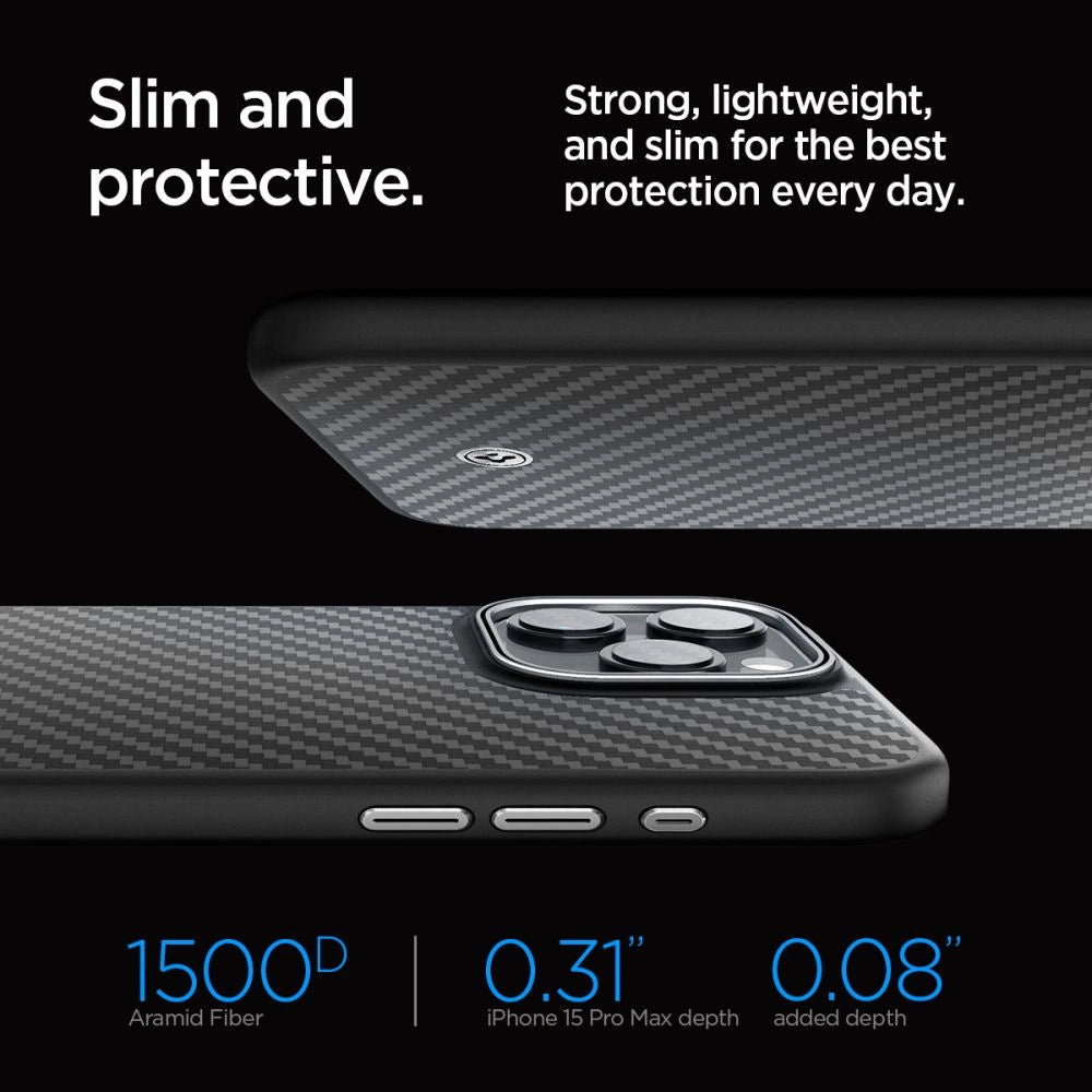 Spigenzo Aramid Mag Case med MagSafe til iPhone 15 Pro Max - Matte Black