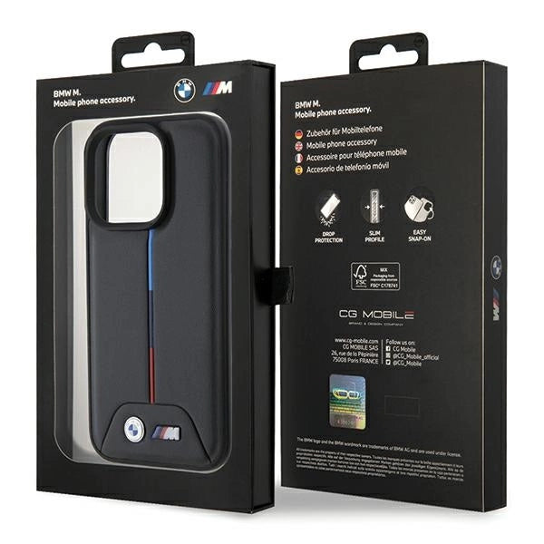 BMW Quilted Tricolor iPhone 15 Pro Case - sort