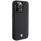 BMW læder Diamond mønster sag til iPhone 15 Pro Max - sort