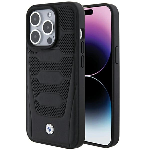 BMW læder sæder Mønster case til iPhone 15 Pro Max - sort