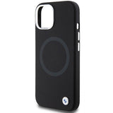 BMW Signature Liquid Silicone MagSafe-foder for iPhone 15 Plus - sort