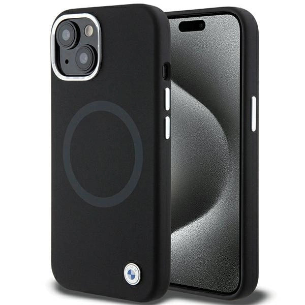 BMW Signature Liquid Silicone MagSafe-foder for iPhone 15 - sort