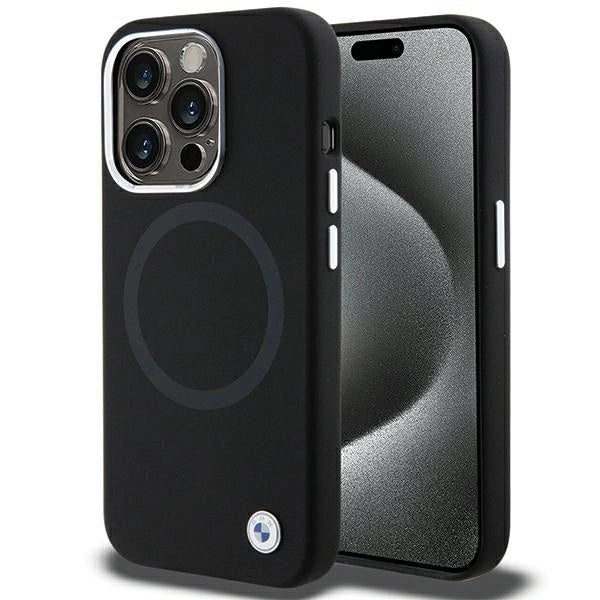 BMW Signature Liquid Silicone MagSafe-foder for iPhone 15 Pro Max - sort