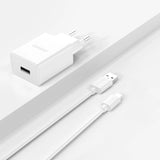 Dudao A4EU USB-A 2.1A vægoplader - hvid + USB-A - USB-C kabel