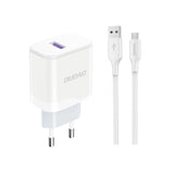 Dudao A20EU USB-A 18W netværksoplader - hvid + USB-A - micro USB-kabel