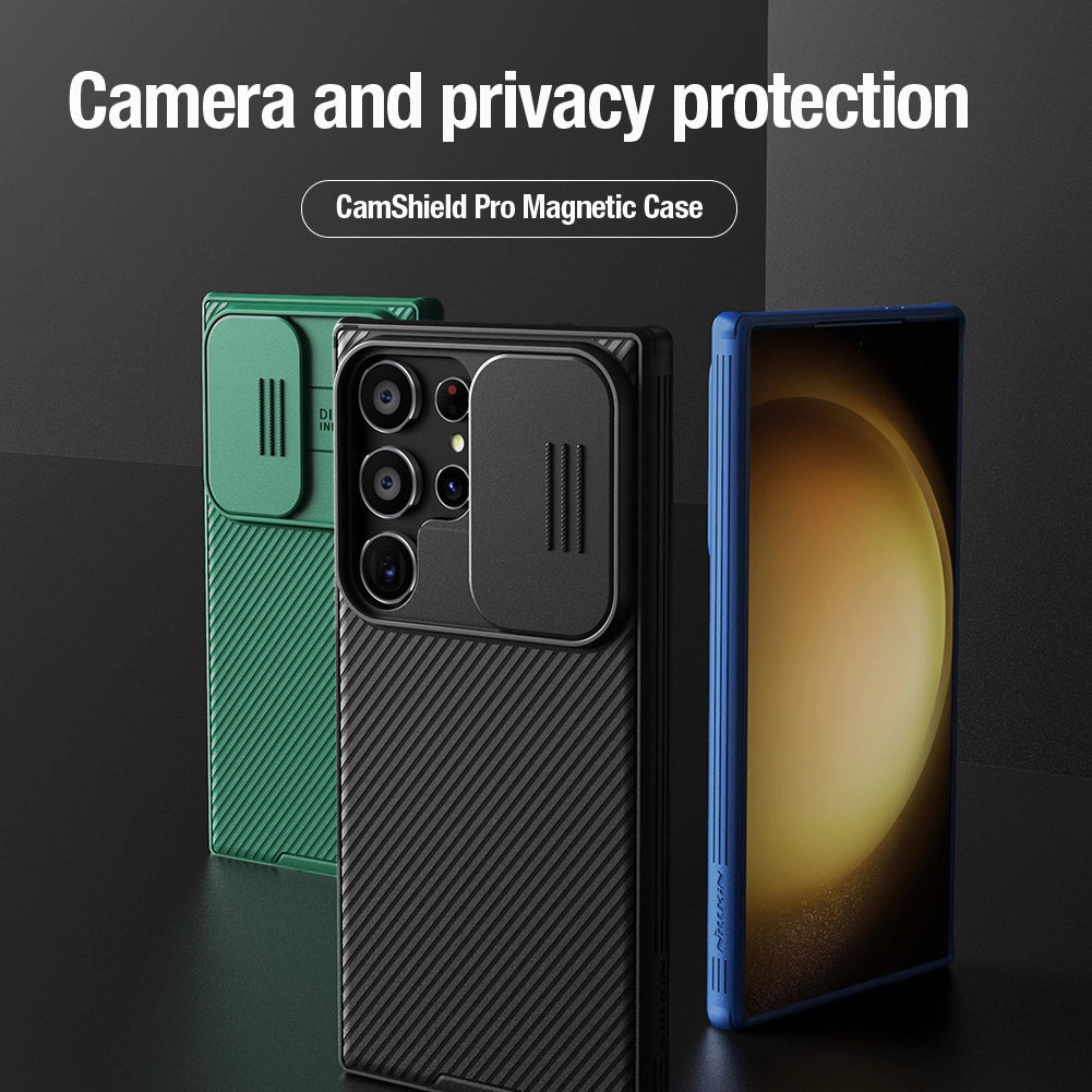 Nillkin CamShield Pro pansret kuffert med kamera beskytter til Samsung Galaxy S24 Ultra - blå