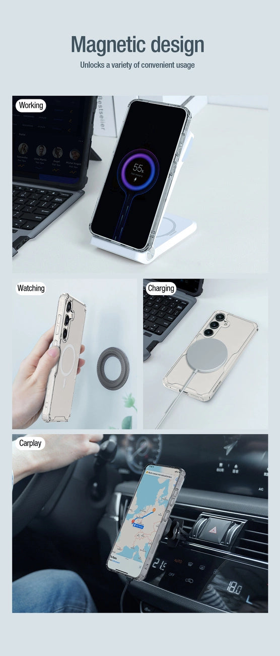 Nillkin Nature Pro pansret kuffert med magnetisk ring til Samsung Galaxy S24 - hvid