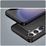 Carbon Case til Samsung Galaxy S24 Fleksibel silikon Carbon Cover - sort