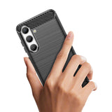 Carbon Case til Samsung Galaxy S24 Fleksibel silikon Carbon Cover - sort
