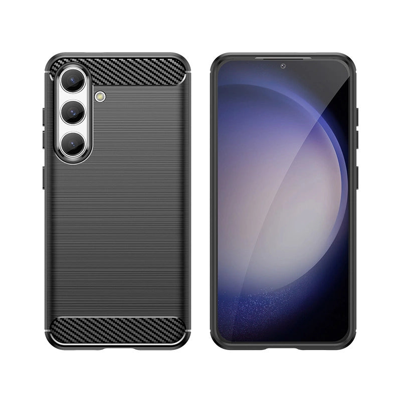 Carbon Case til Samsung Galaxy S24 Fleksibel silikon Carbon Cover - sort
