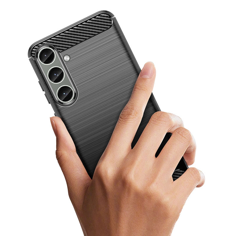 Case for Carbon Case Samsung Galaxy S24+ fleksibelt silikon carbon cover - sort